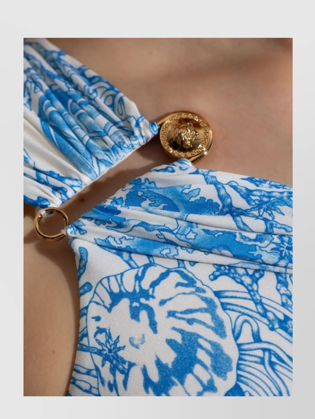 Versace One-Shoulder Swimsuit Nautical Print