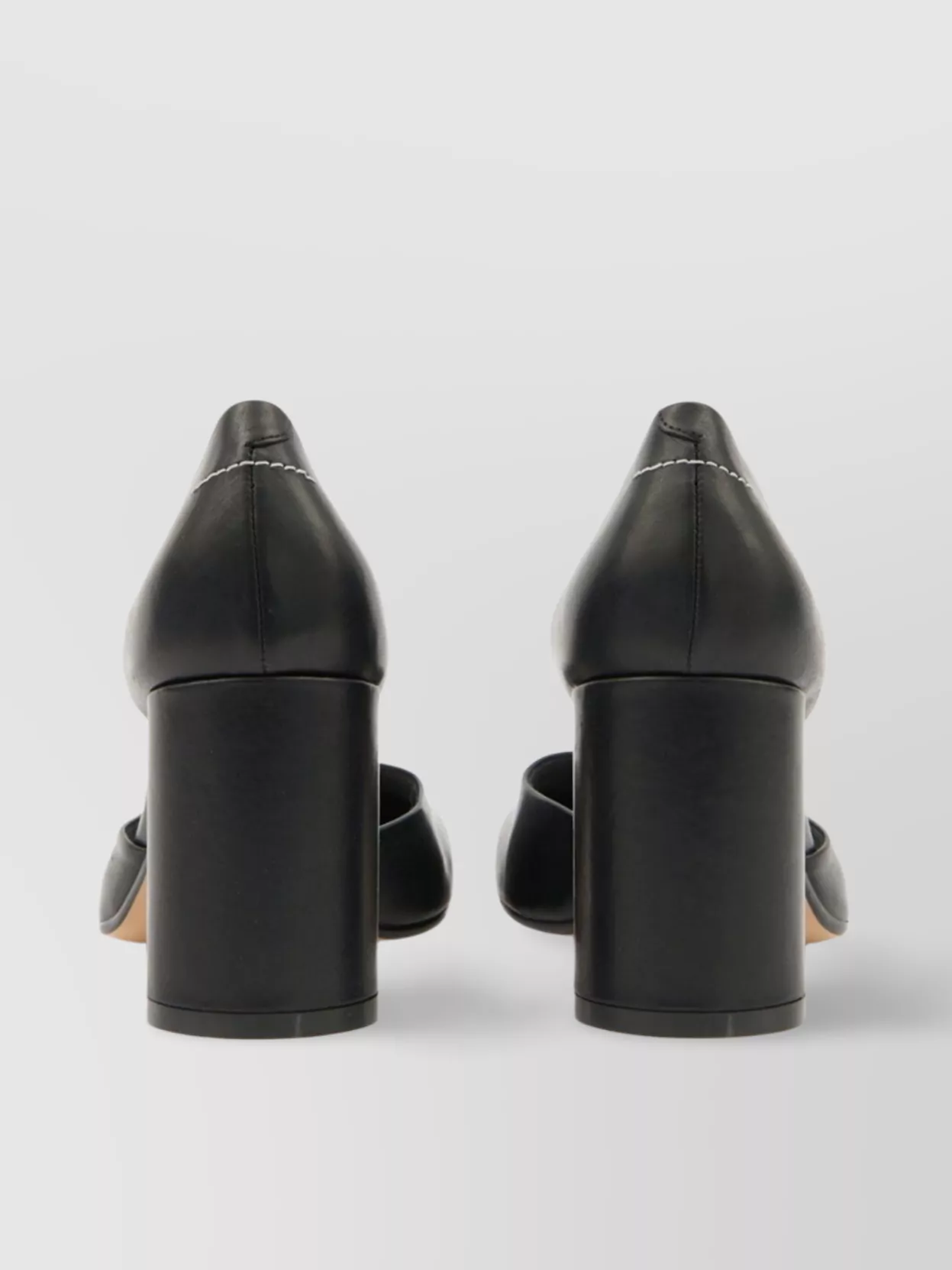Mm6 Maison Margiela Leather Block Heel Pumps With Asymmetric Toe