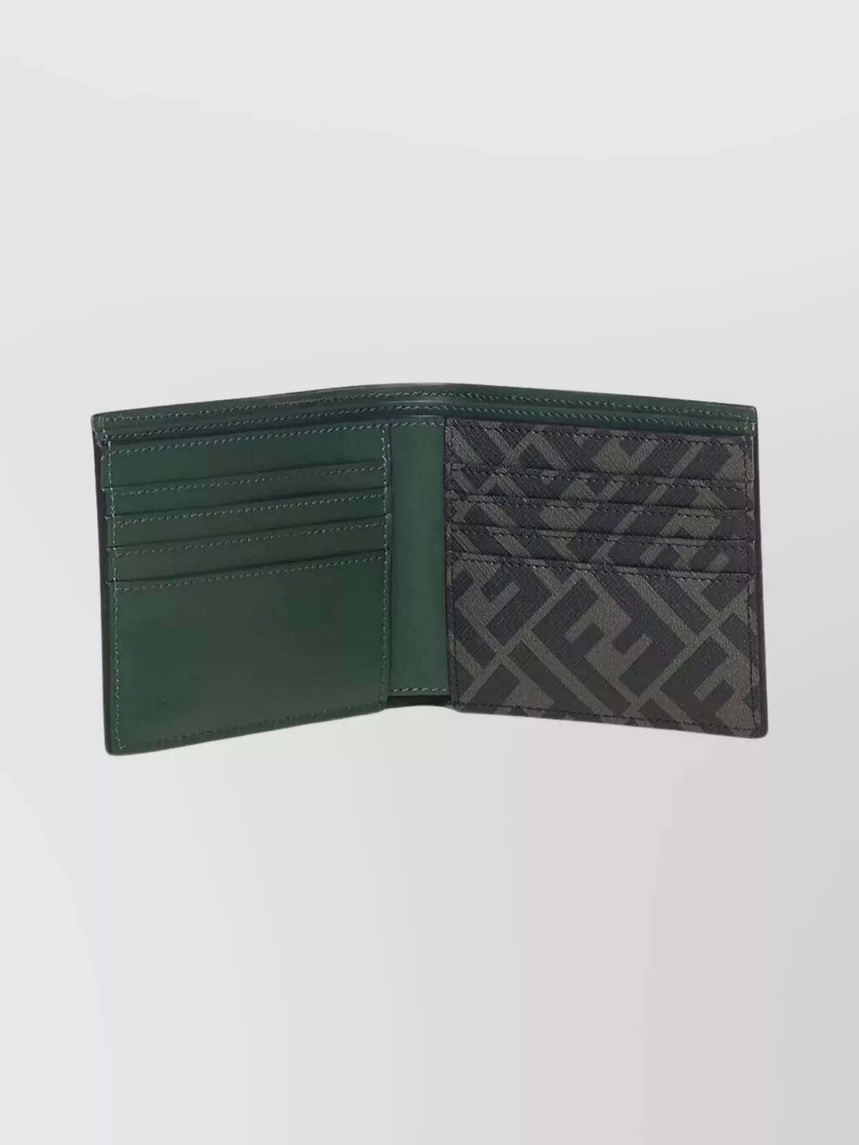 Fendi Compact Bi-Fold Wallet In Leather And Canvas