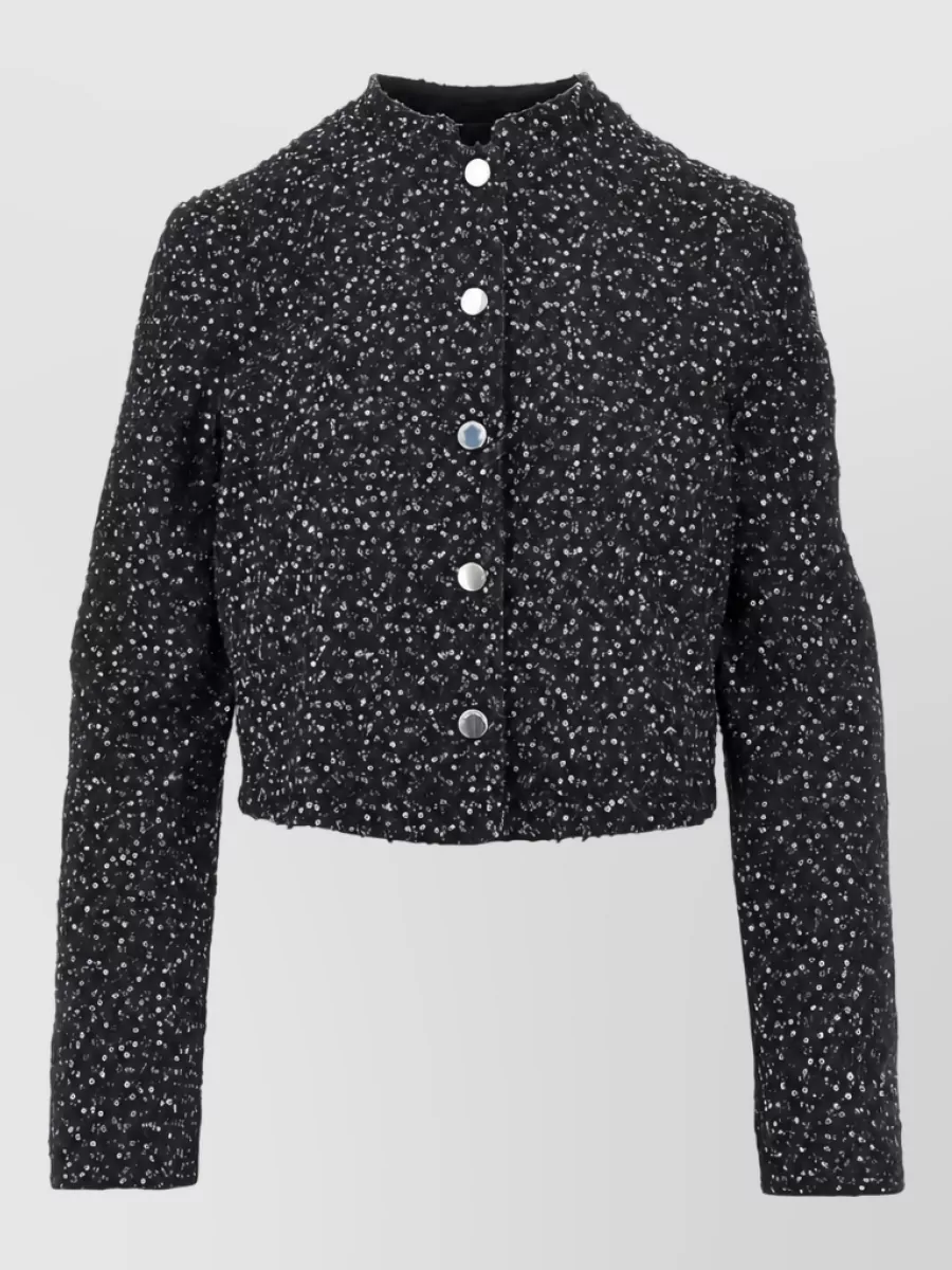 Emporio Armani Bouclé sequin-embellished single-breasted coat