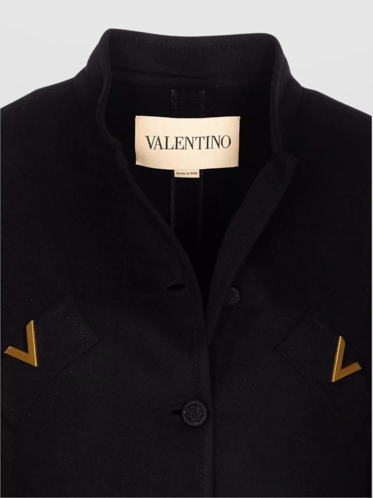 Valentino Garavani Embellished Stand Collar Coat With Pocket Detail