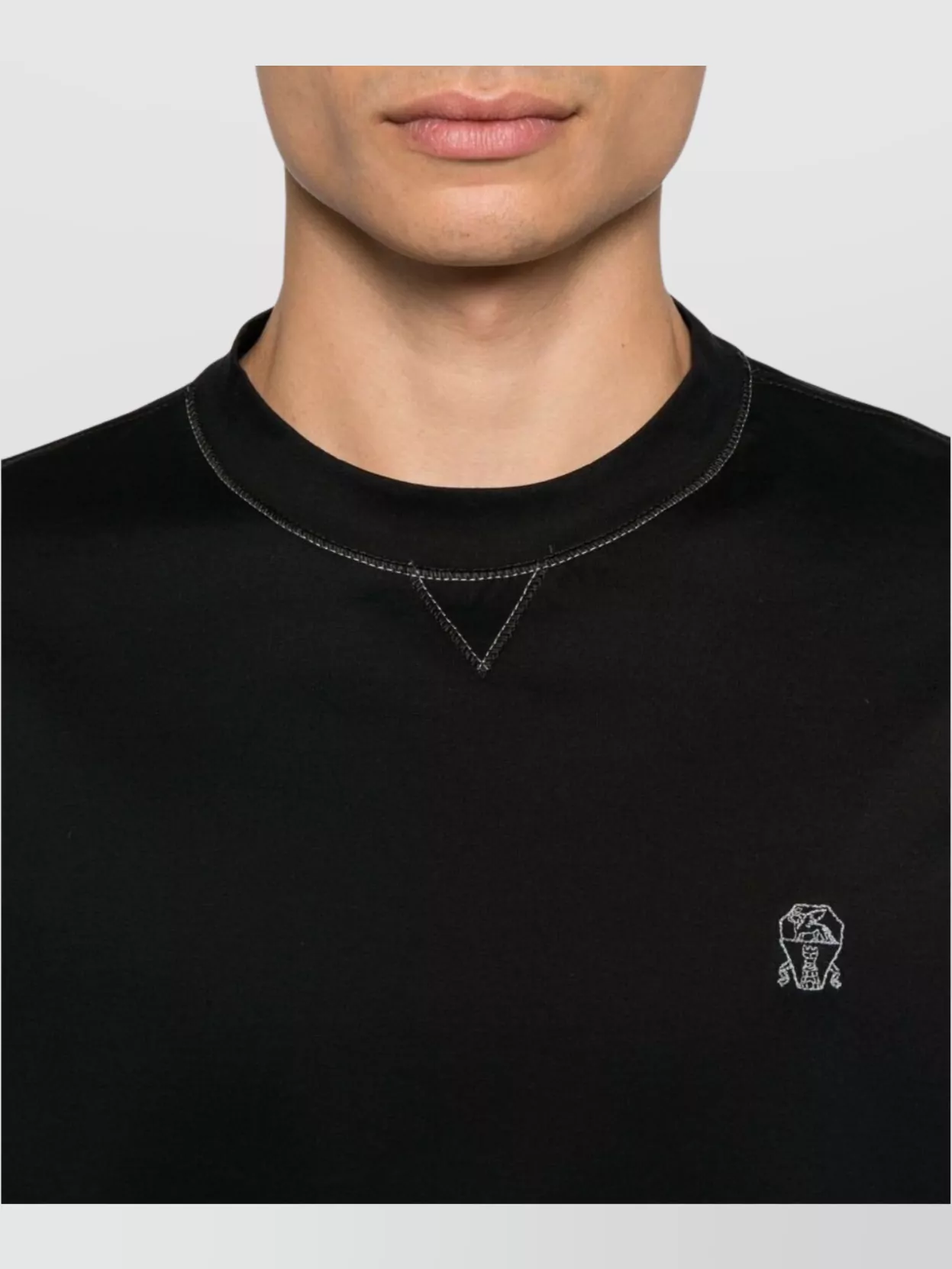 Brunello Cucinelli Stitched Crew Neck Jersey T-Shirt