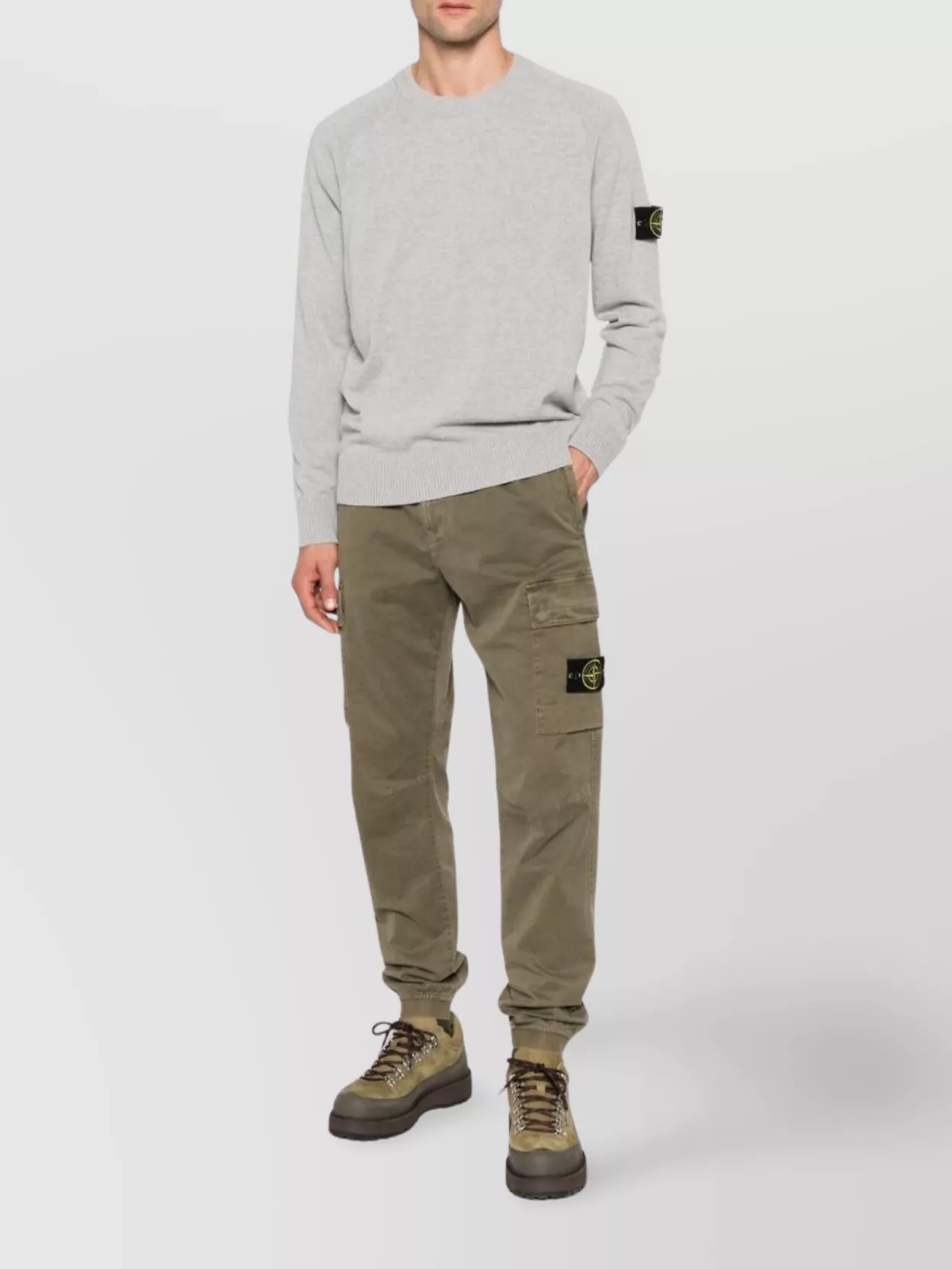 Stone Island Logo Cotton Cargo Trousers