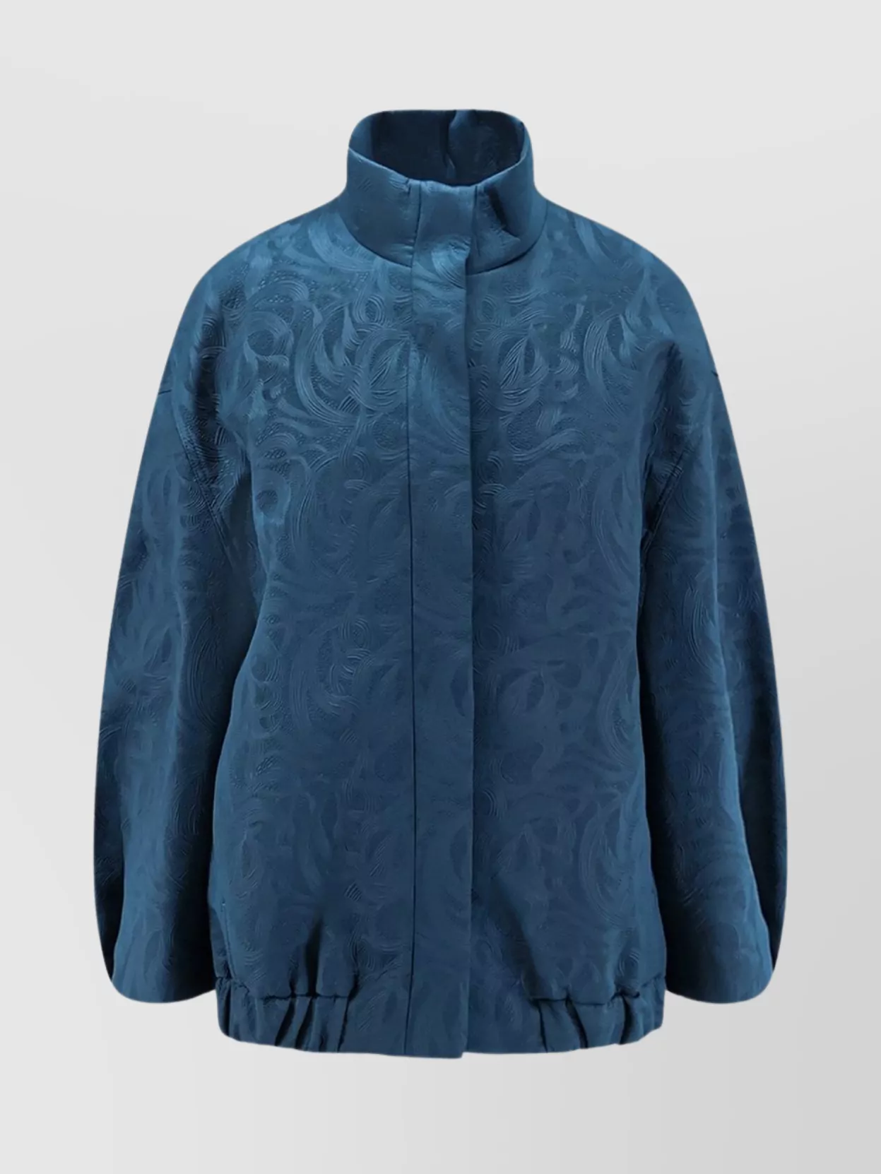Dries Van Noten Neoprene Jacket Featuring Damask Texture In Blue