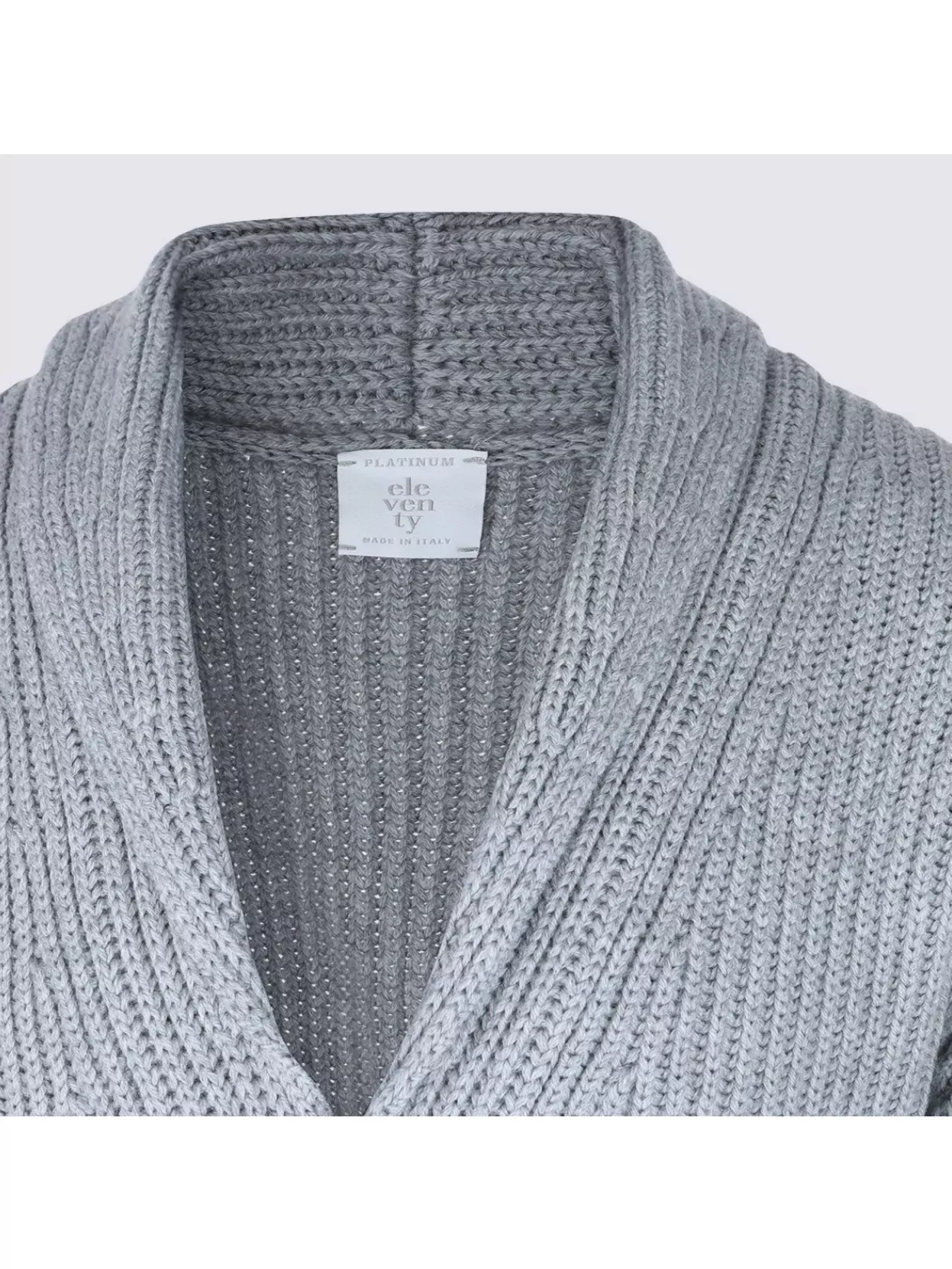 Eleventy Ribbed Texture Shawl Collar Long Sleeves In Gray