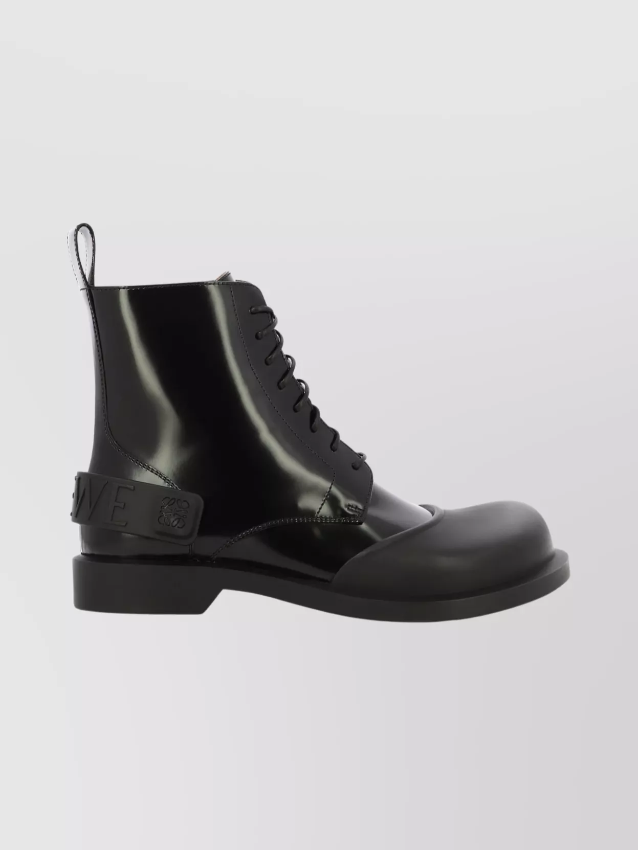 Loewe Lace-up Boots With Pull Tab And Round Toe In Black