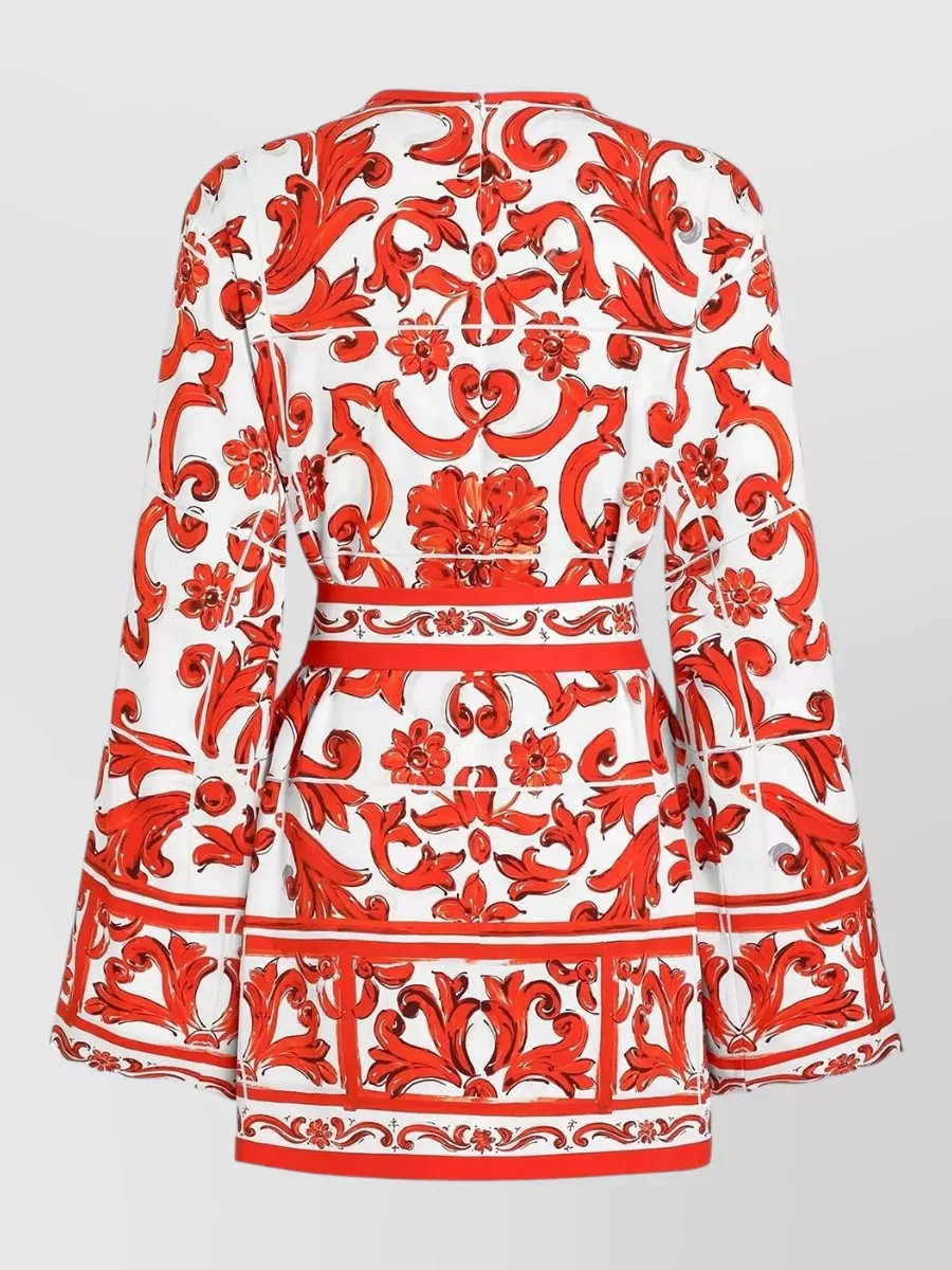 Dolce&Gabbana Silk Majolica-Print Short-Sleeve Shirt