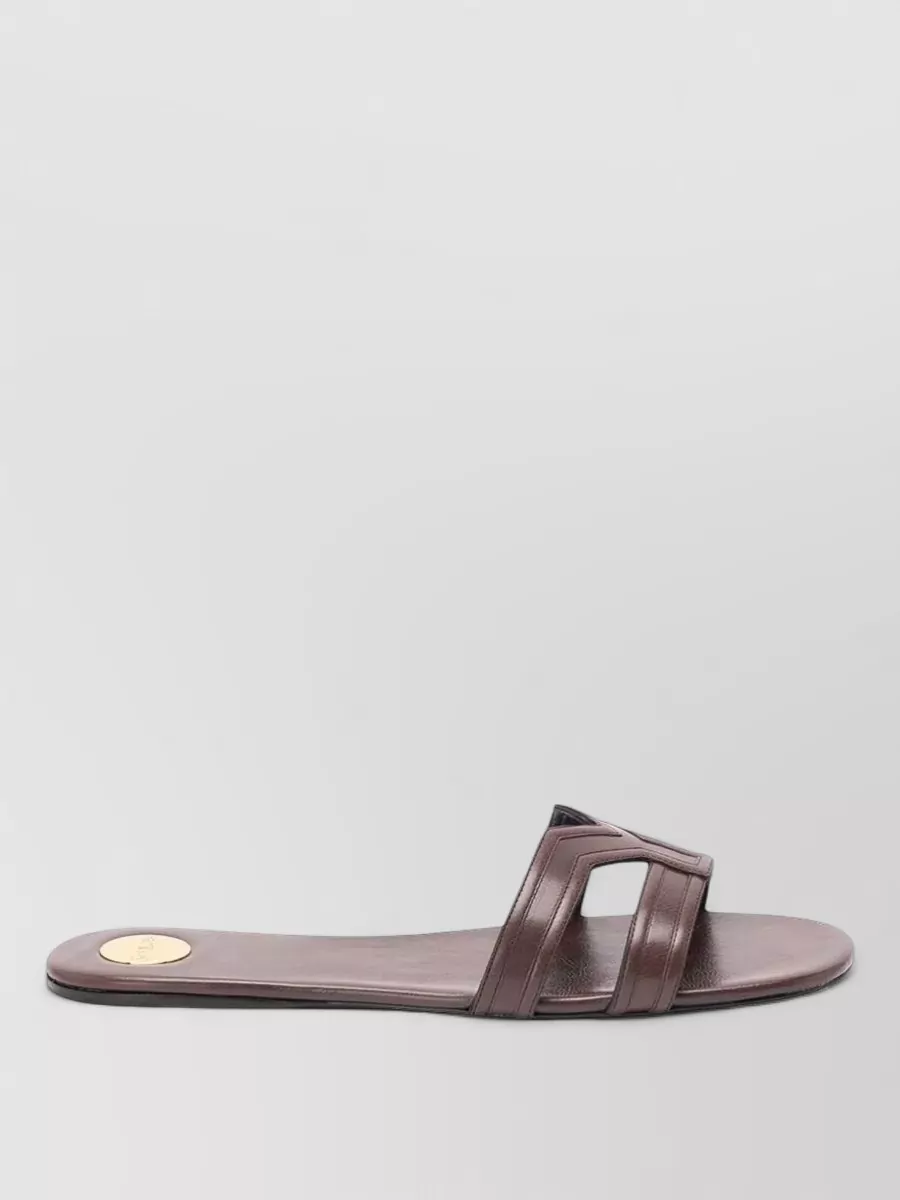 Saint Laurent Leather Mabrouka Double Strap Slides