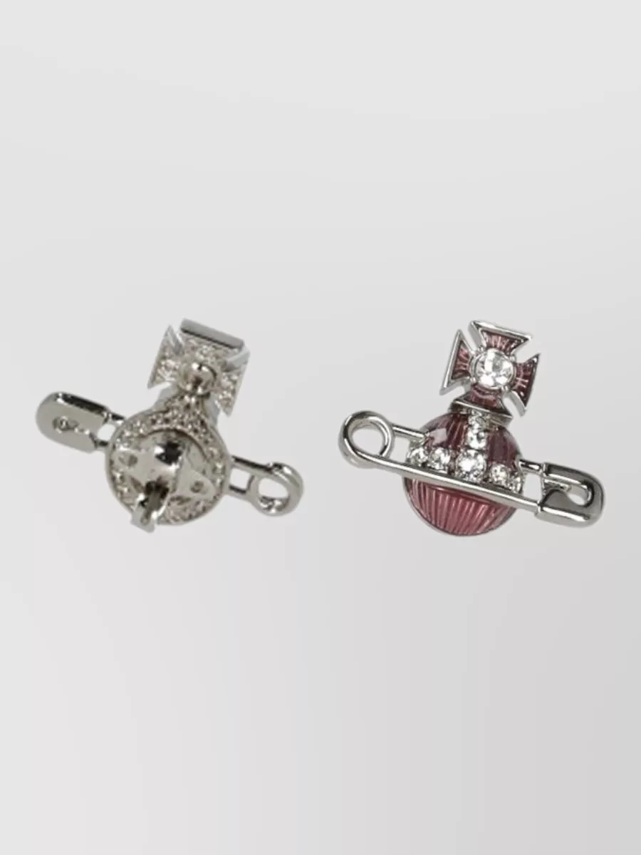Vivienne Westwood Safety Pin Crystal Detail Drop Earrings