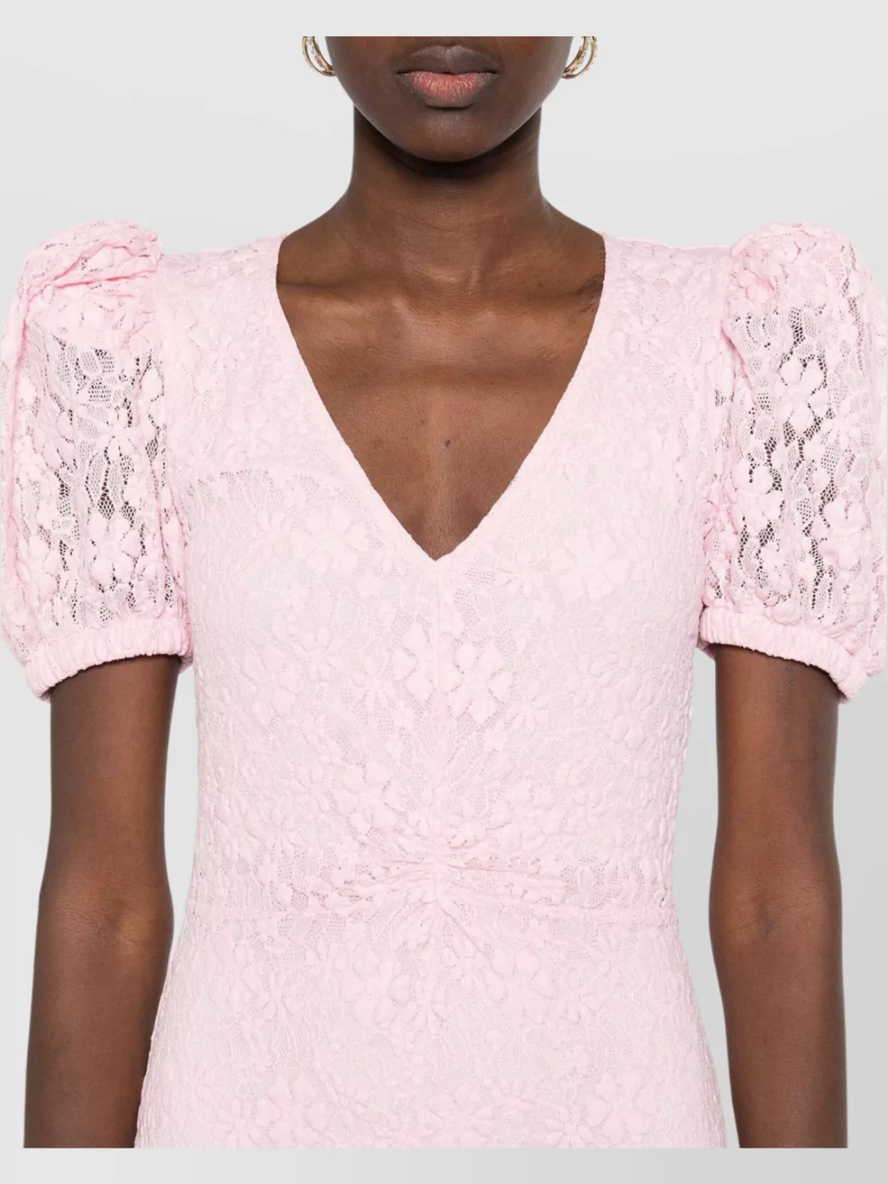 Rotate Birger Christensen Puff Sleeves Lace Overlay Dress