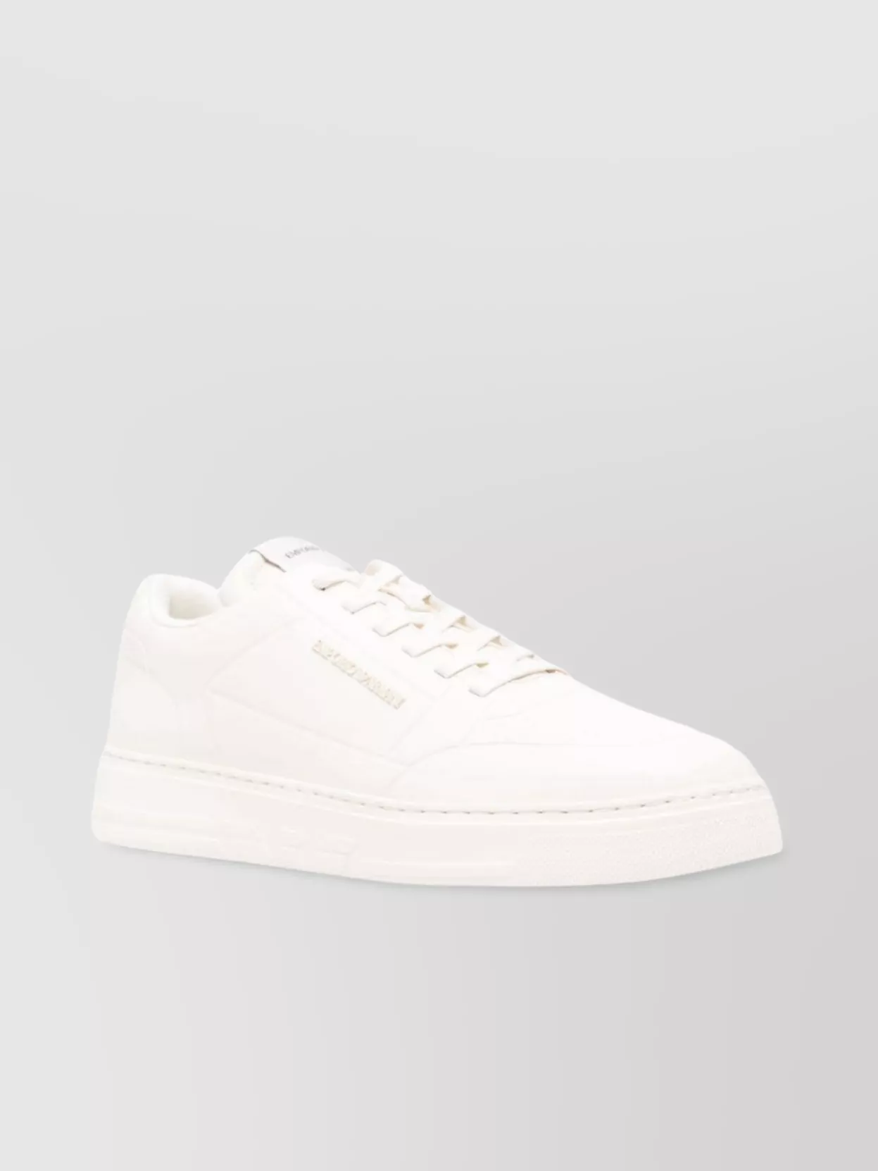 Emporio Armani Leather Sneakers With Embossed Logo Detail