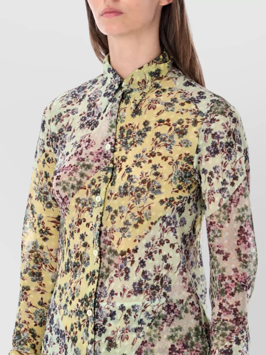Dries Van Noten Floral-Print Midi Shirt Dress
