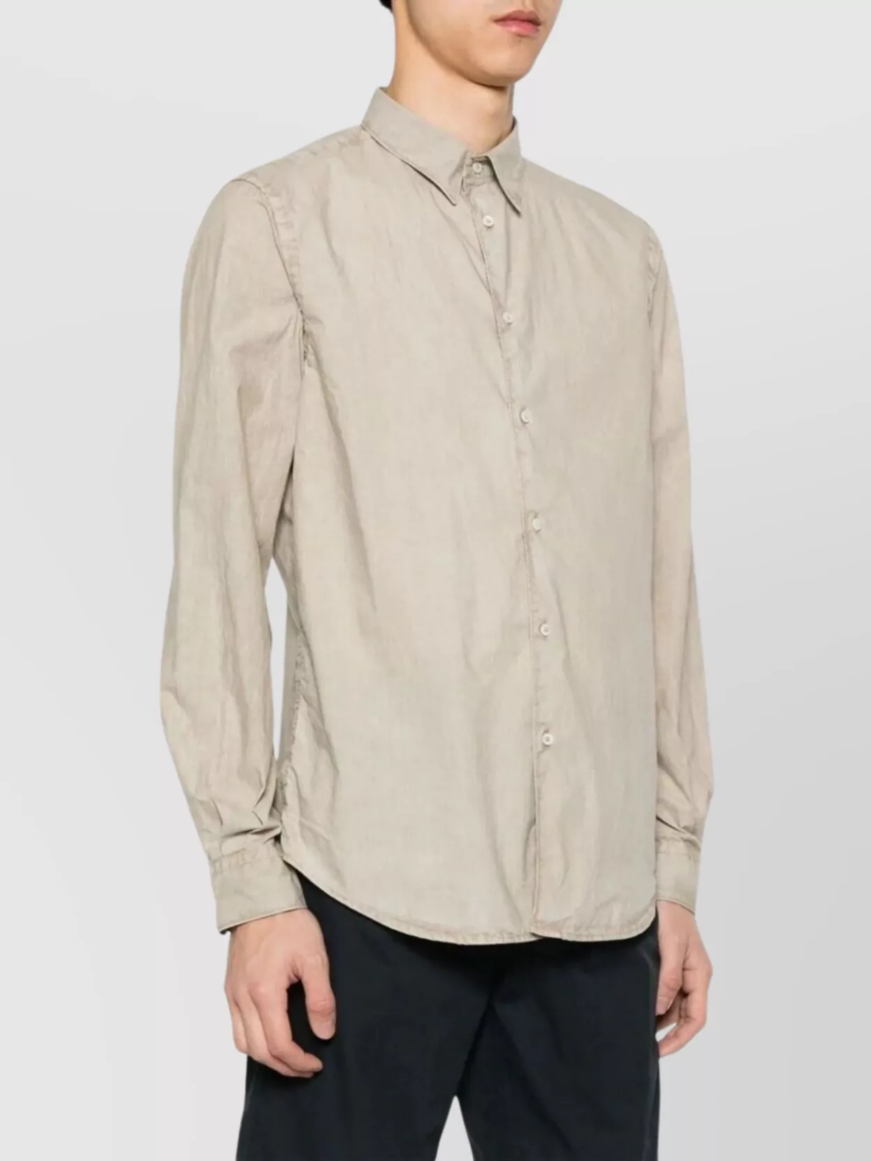 Aspesi Button-Down Collar Shirt Curved Hem