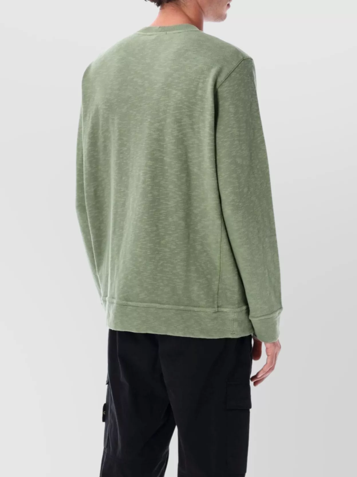 Stone Island Textured Crew Neck Cotton Sweatshirt In Green