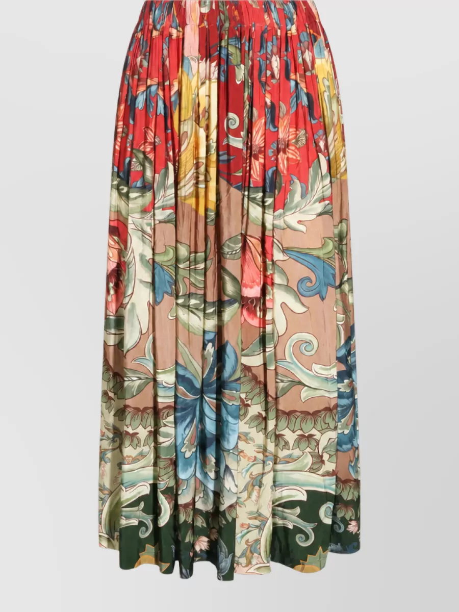 Farm Rio pleated midi skirt