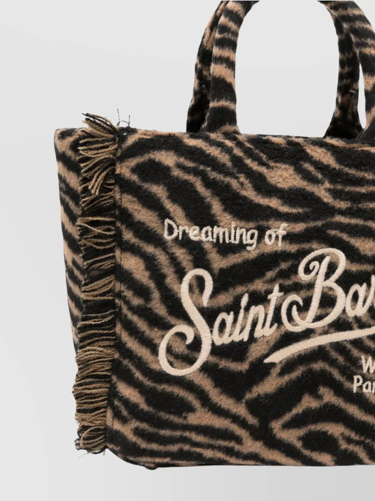 Mc2 Saint Barth Animal Print Tote Bag With Fringe Handles