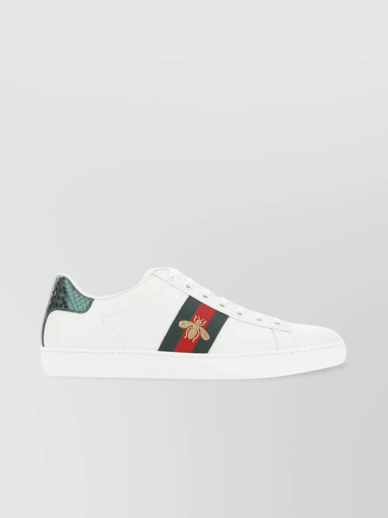Shop Gucci Ace Leather Low-top Sneakers With Textured Heel In White