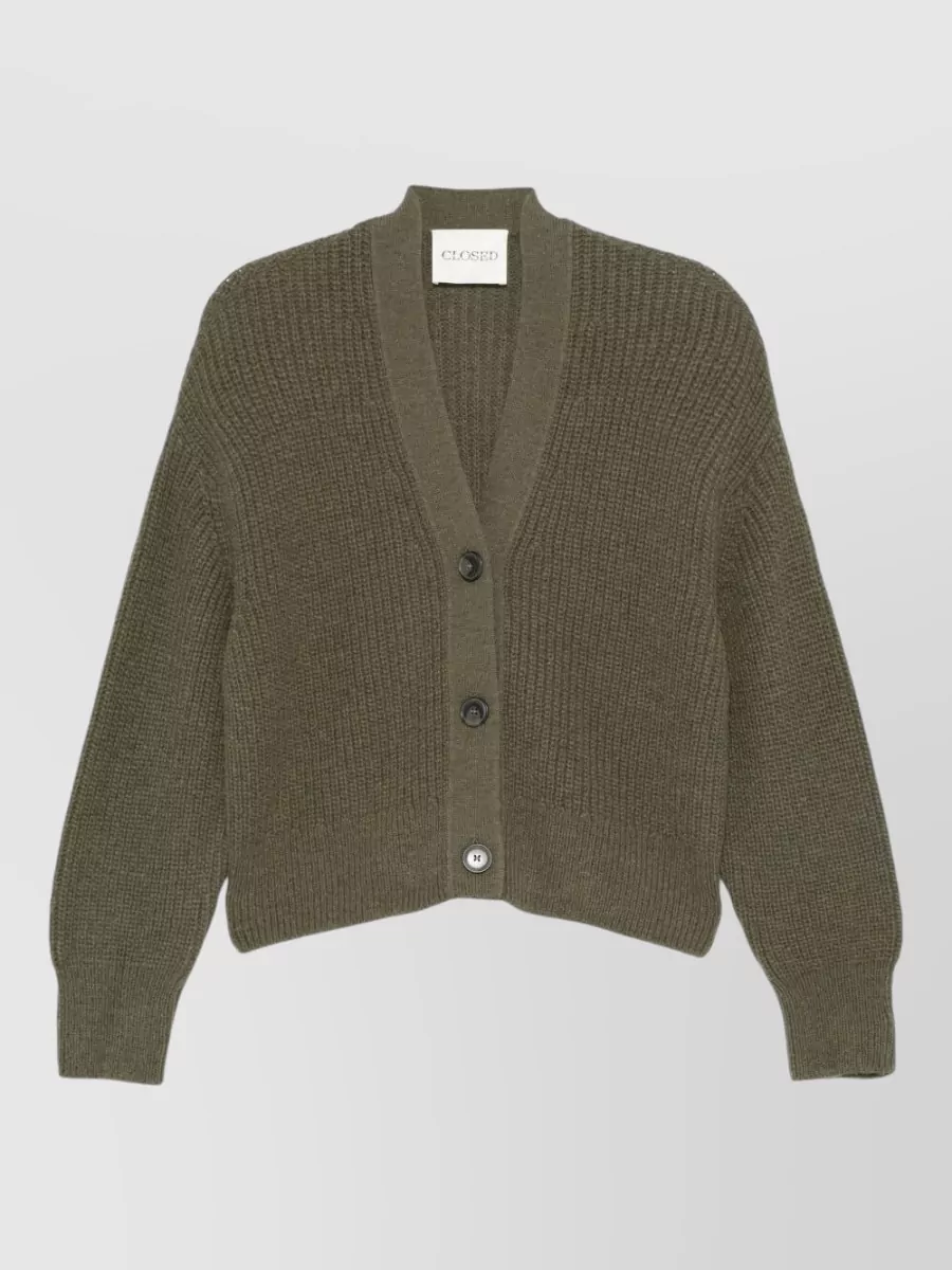 Closed Alpaca Wool Ribbed V-Neck Cardigan