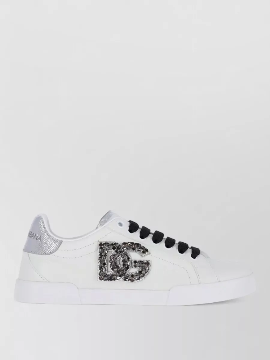 Dolce&Gabbana Crystal-Embellished Leather Low-Top Sneakers