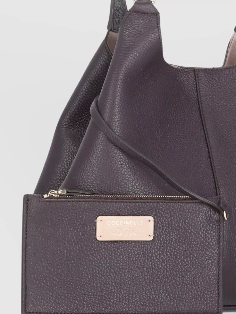 Coccinelle Shoulder Bag Two Handles Pebbled Leather