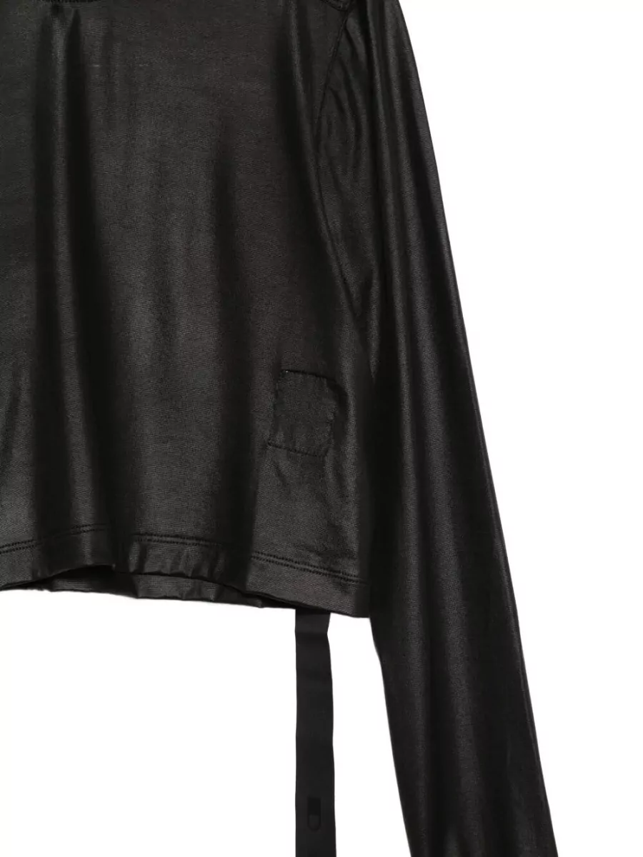 Rick Owens Drkshdw Ribbed Collar Cropped Long-Sleeve Blouse
