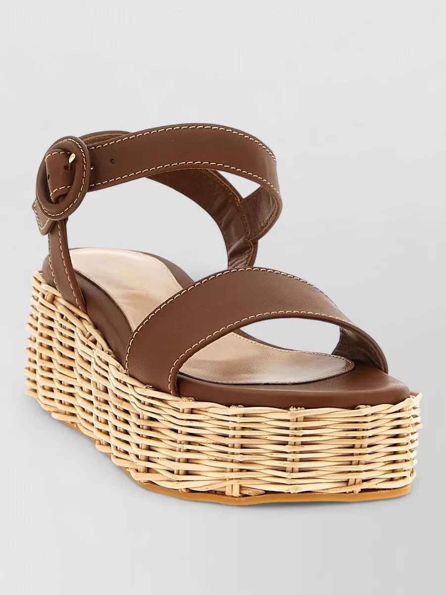 Gianvito Rossi Leather Wedge Sandals