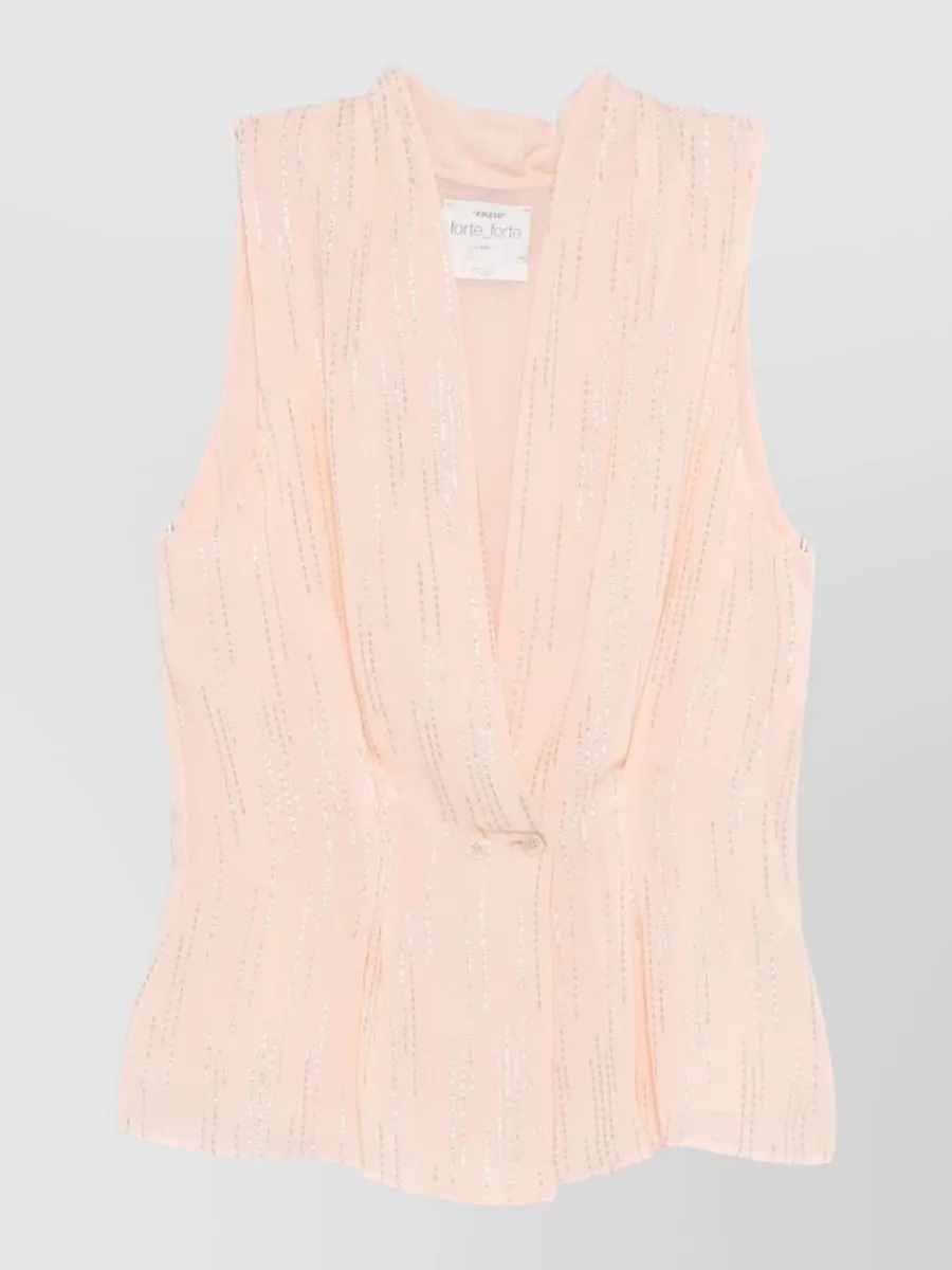 Forte Forte Draped gathered peplum hem v-neck sleeveless top