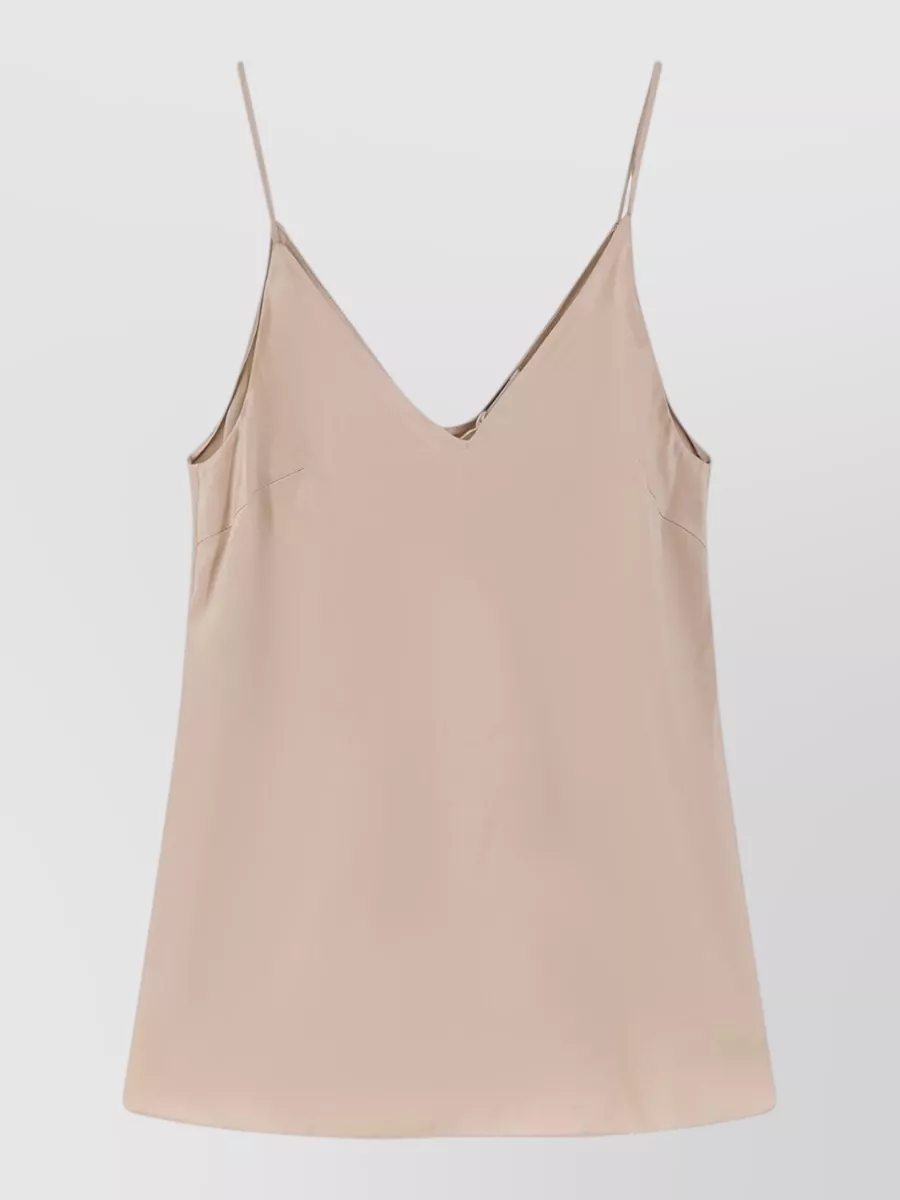 Brunello Cucinelli Silk Top V Neckline Spaghetti Straps