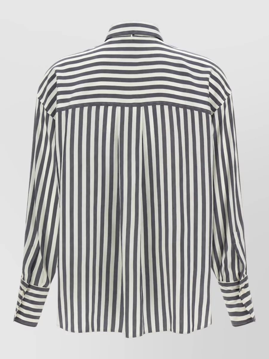 Brunello Cucinelli Silk Striped Shirt With Scarf