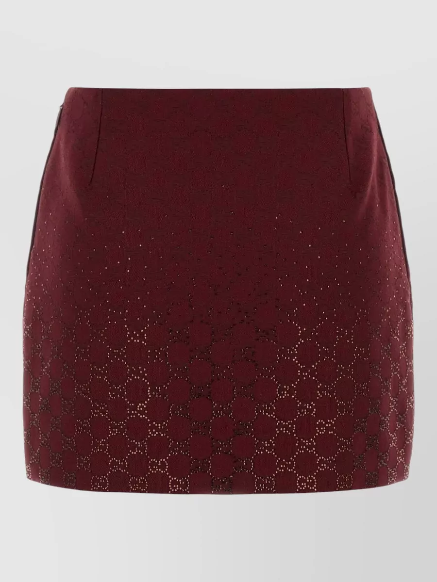 Gucci Gg Fabric High Waist Geometric Mini Skirt In Burgundy