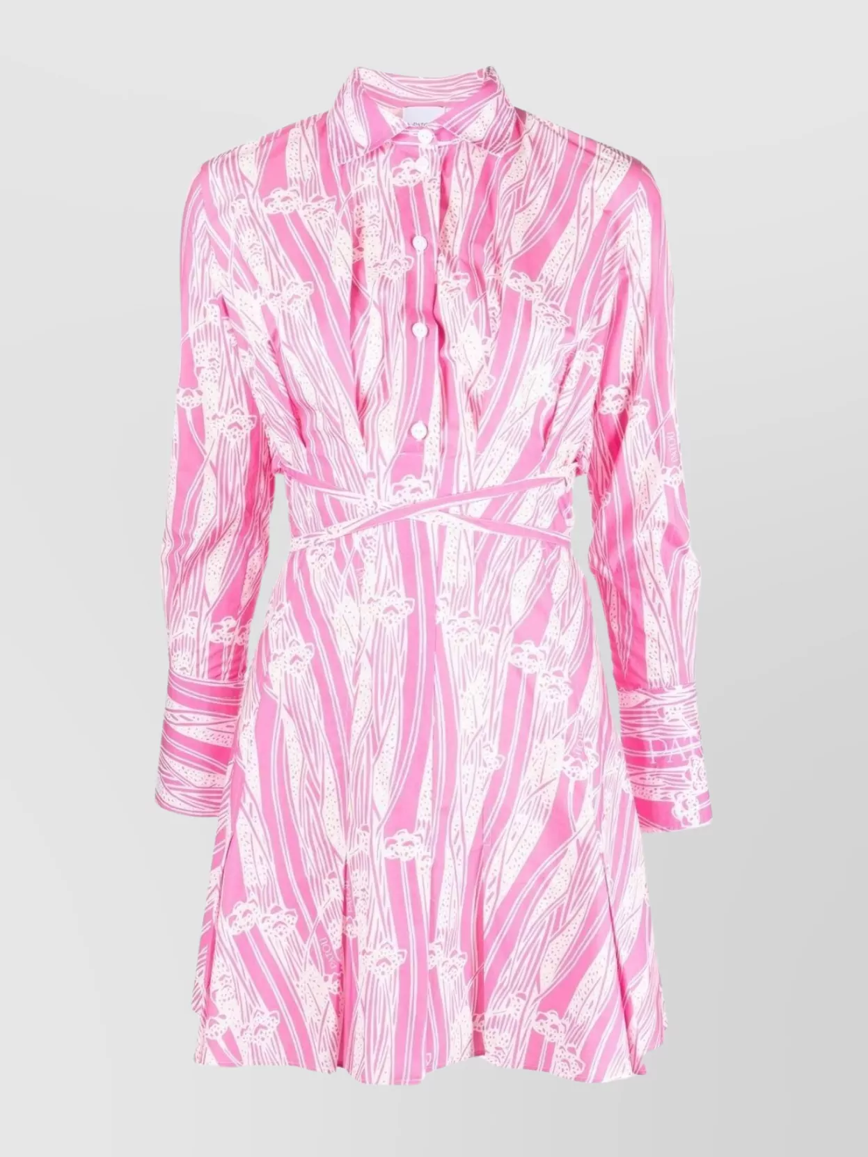 Shop Patou Graphic Print Shirt Dress With Waist Tie In Pastel