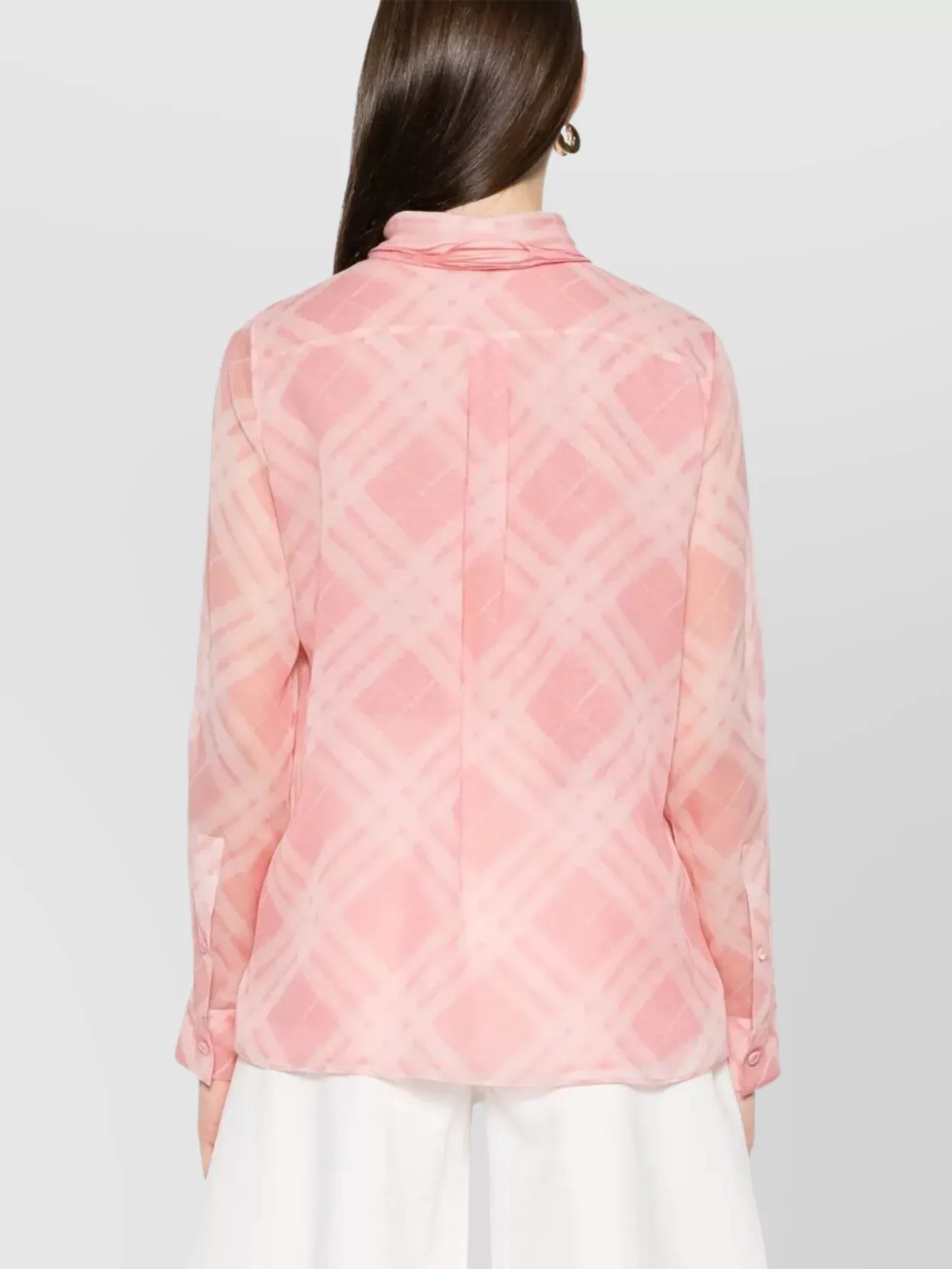 Burberry Check Silk Blouse With Ruffles