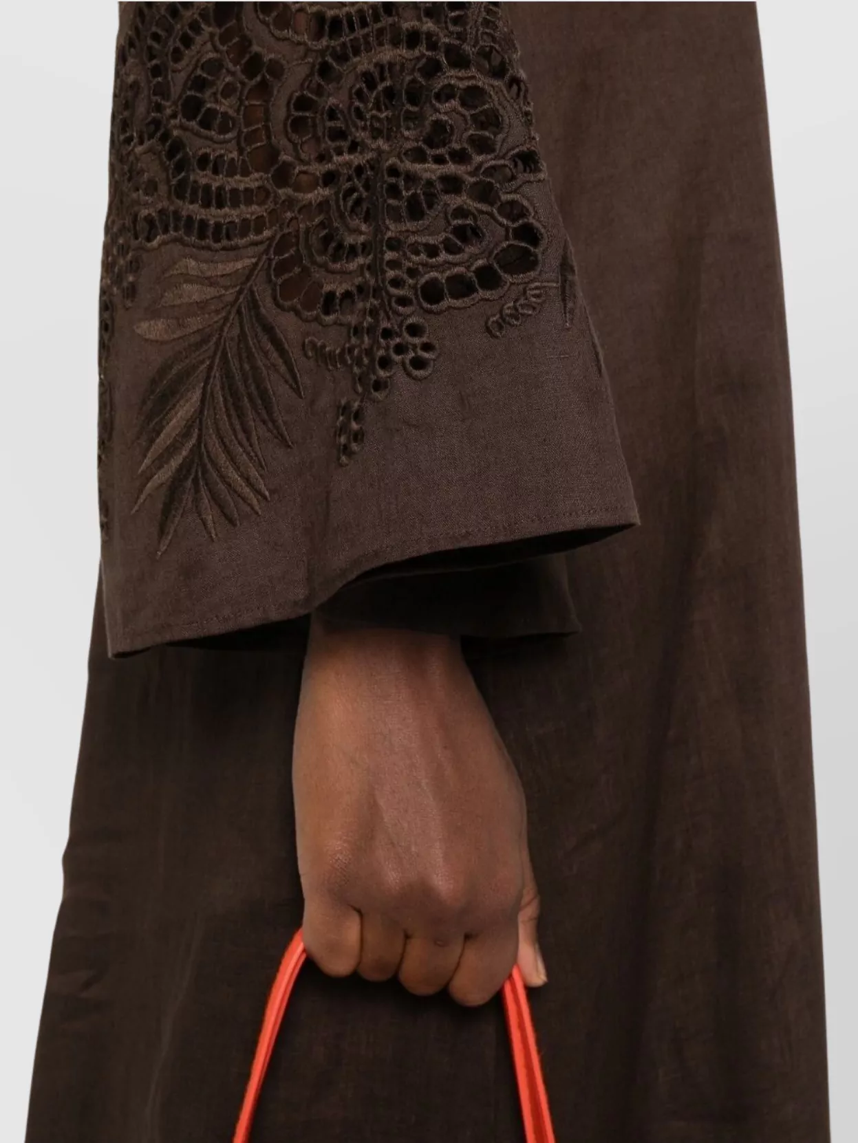 Max Mara Knee Length Dress With Embroidered Flared Sleeves