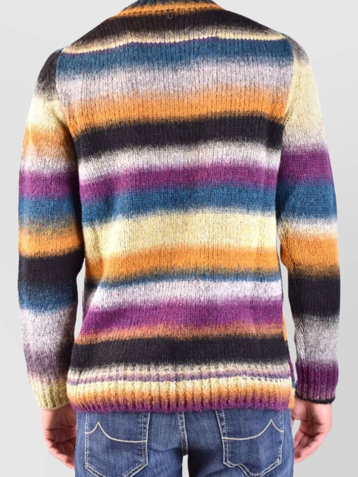 Dondup Striped Crew Neck Sweaters In Neutral