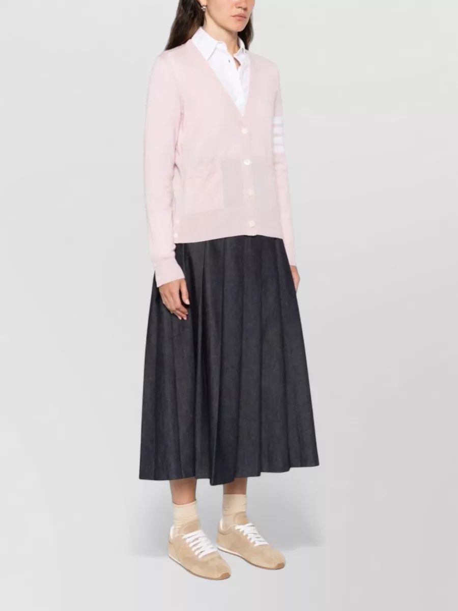 Thom Browne Striped V-Neck Long Sleeve Cardigan