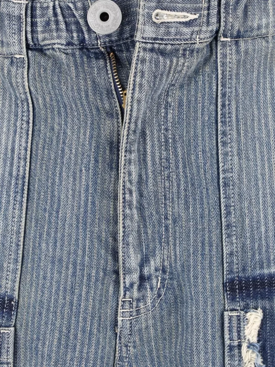 Maison Mihara Yasuhiro Striped Jacquard Denim Wide Tapered-Leg Jeans