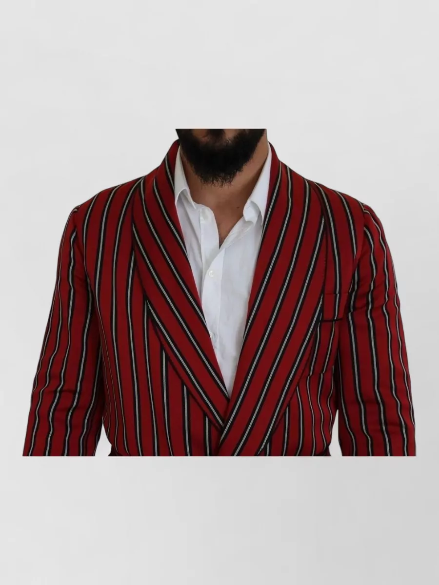 Dolce&Gabbana Silk Striped Belted Robe Blazer