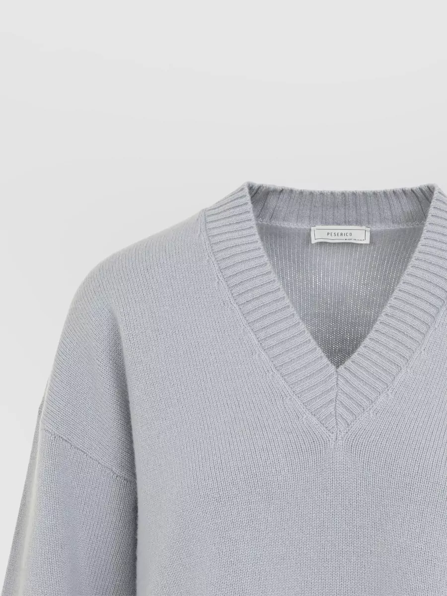 Peserico Silk Cashmere Fine-Knit Relaxed-Fit V-Neck Sweater