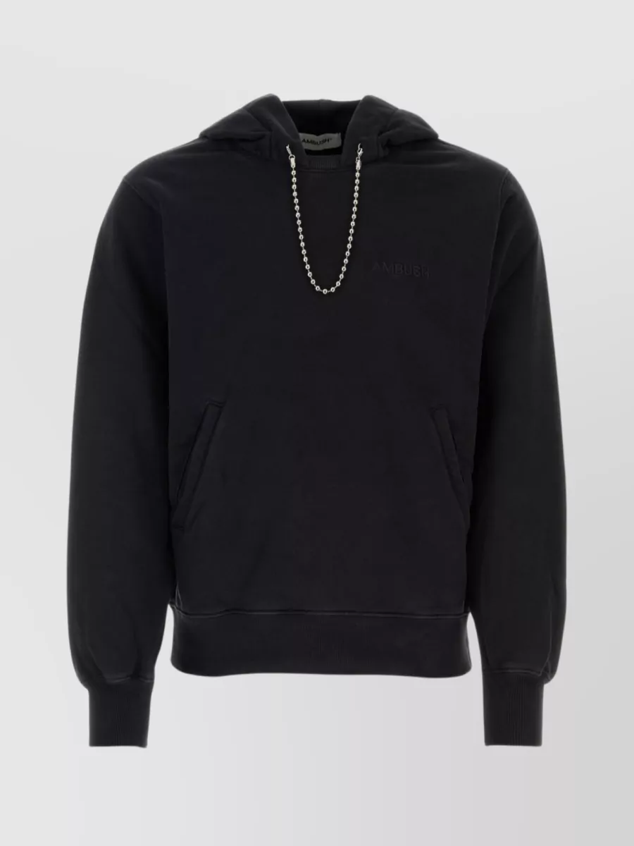 Shop Ambush Ballchain Cotton Hooded Sweatshirt With Chain Detail In Black