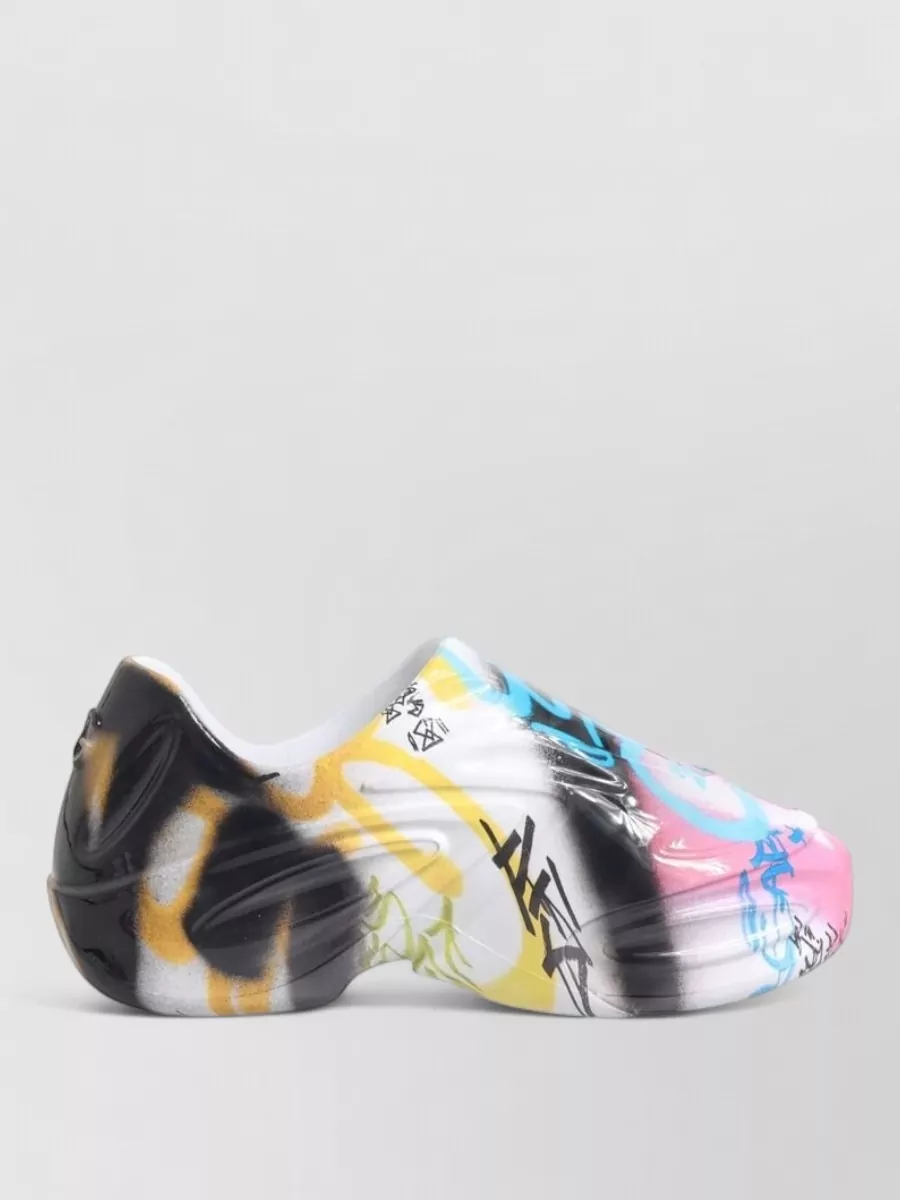 Dolce&Gabbana Leather Graffiti-Print Slip-On Sneakers