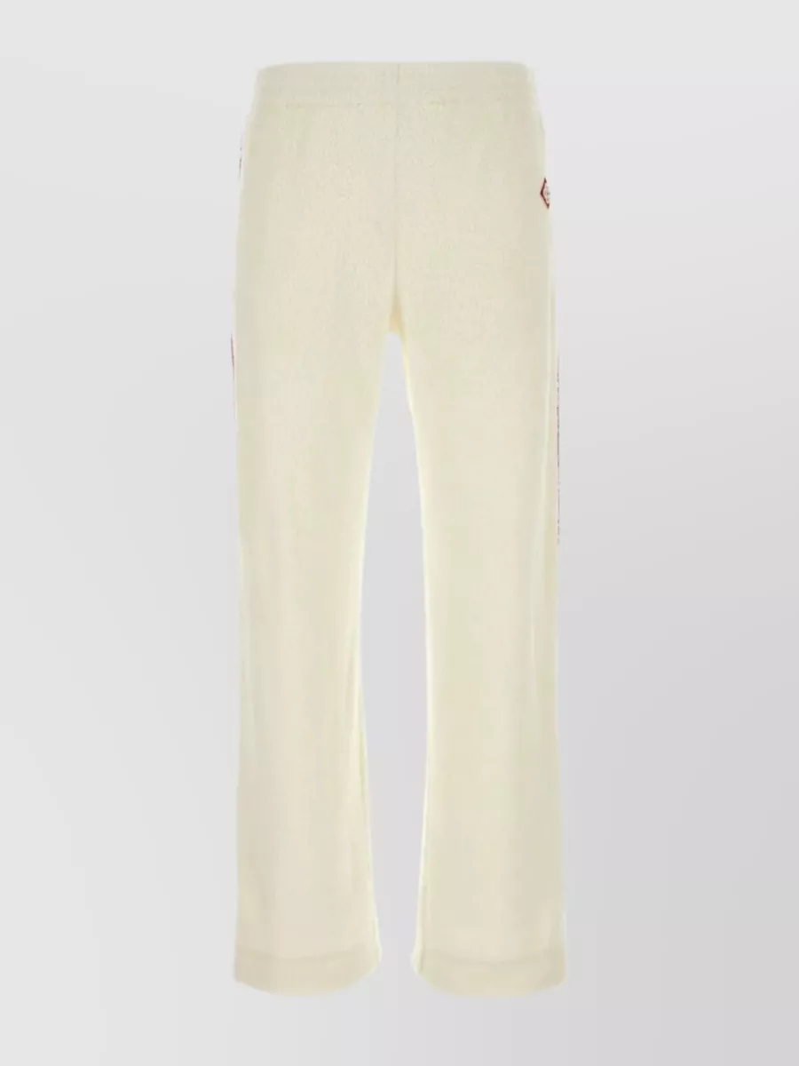 Shop Casablanca Terry Joggers With Wide-leg And Side Stripe Detailing In Beige