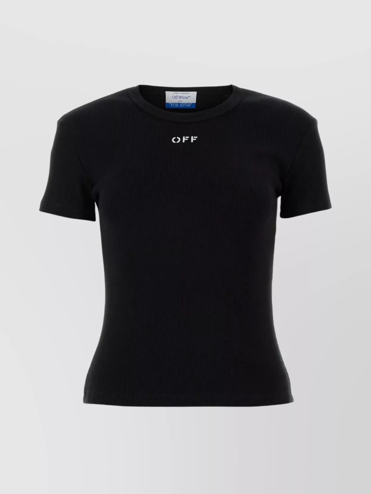 Shop Off-white Off Stamp Cotton Ribbed Crew T-shirt In Black
