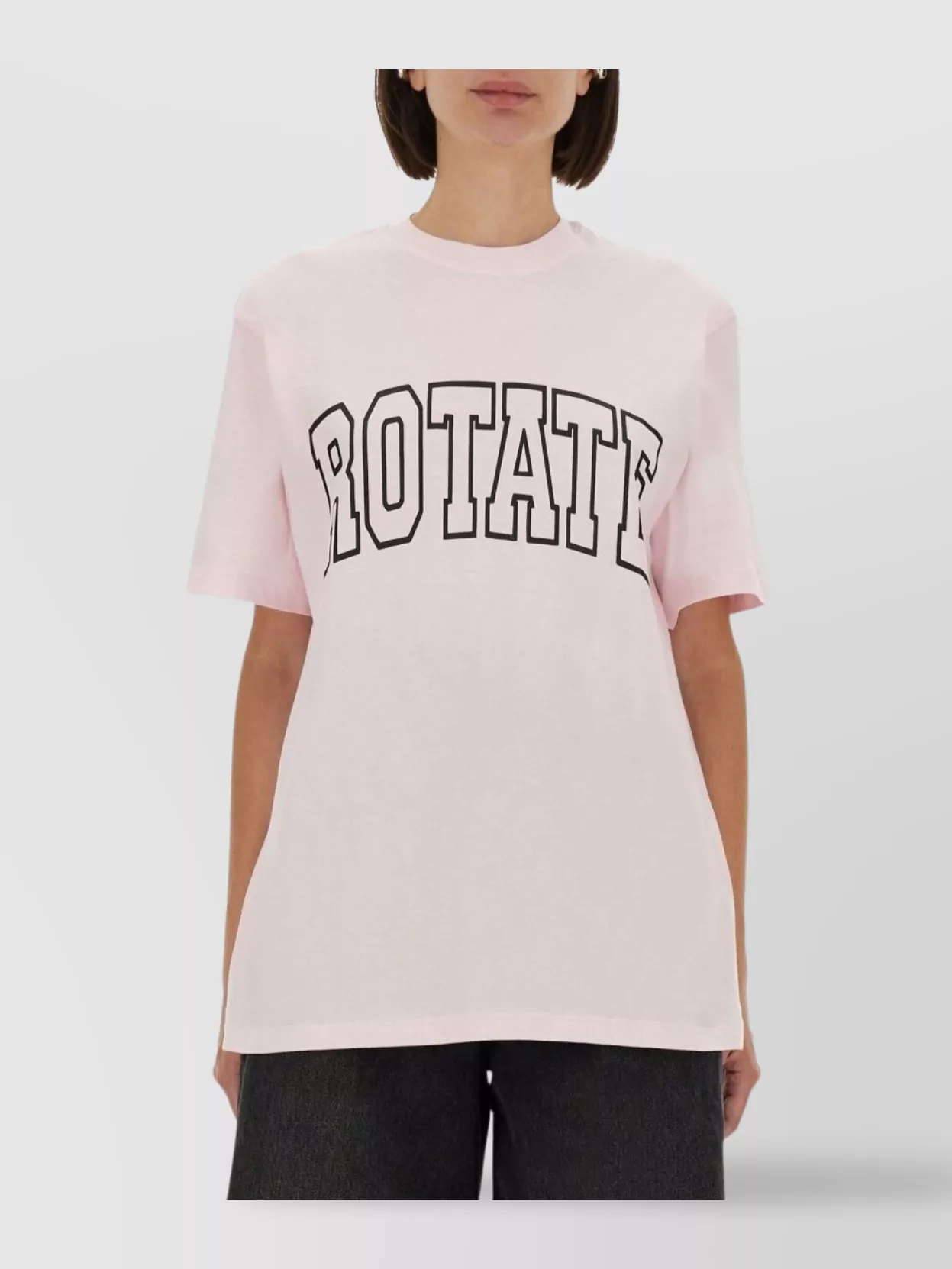 Rotate Birger Christensen Crew Neck Graphic Print Short Sleeves Top