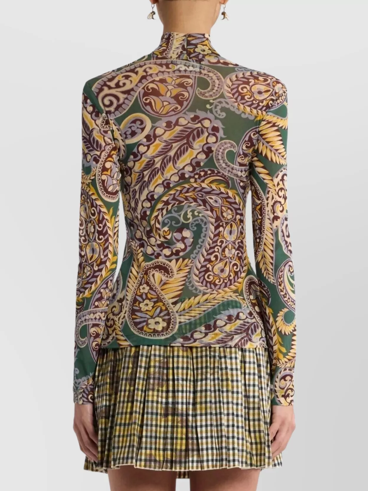 Etro Fitted Turtleneck Top Paisley Design