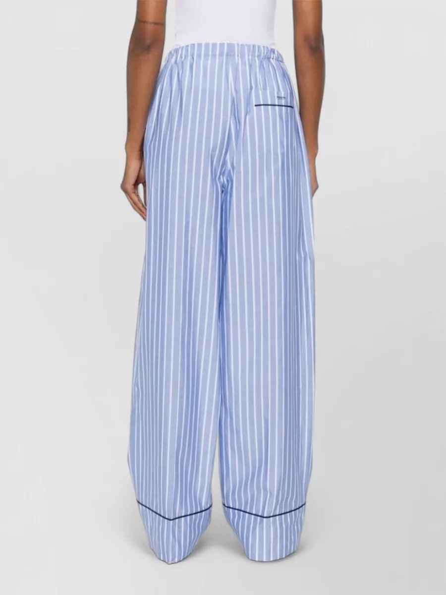 Prada Striped Wide Leg Trousers Contrast Piping