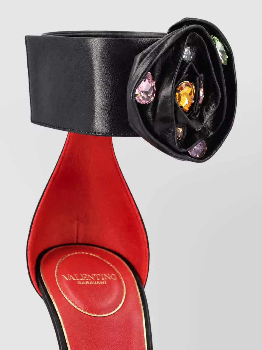 Valentino Garavani Leather Crystal-Embellished Sandals