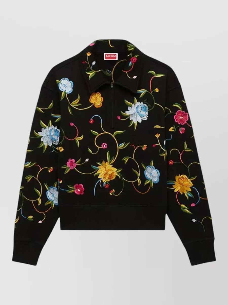 Kenzo Cotton Embroidered Half-Zip Sweatshirt