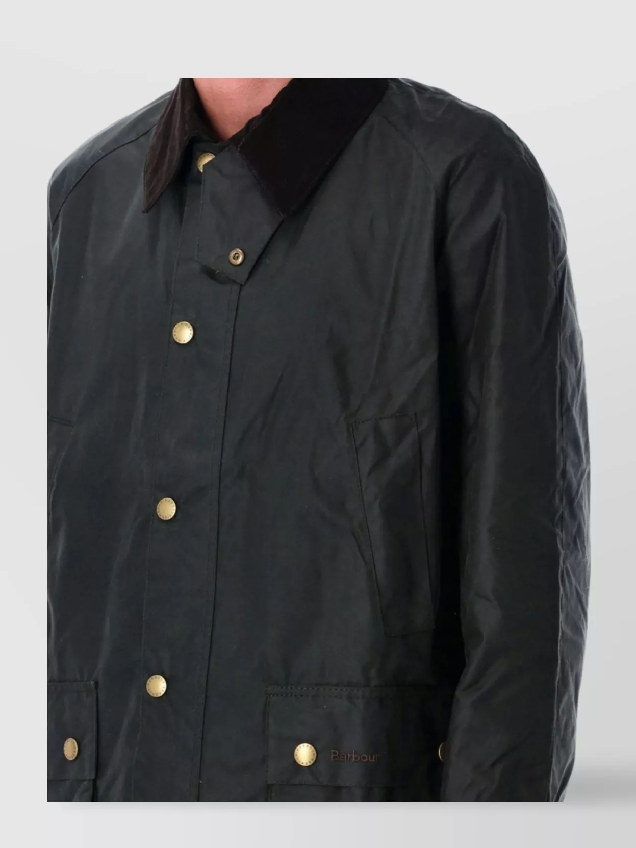 Barbour Jacket Collar Corduroy Slit Pockets In Black