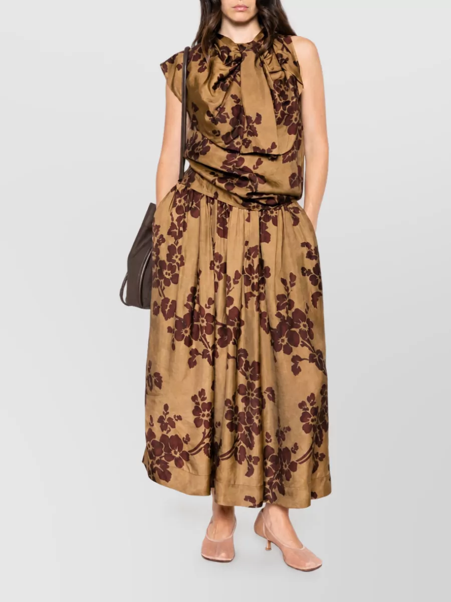 Uma Wang Floral-Print Pleated Midi Skirt