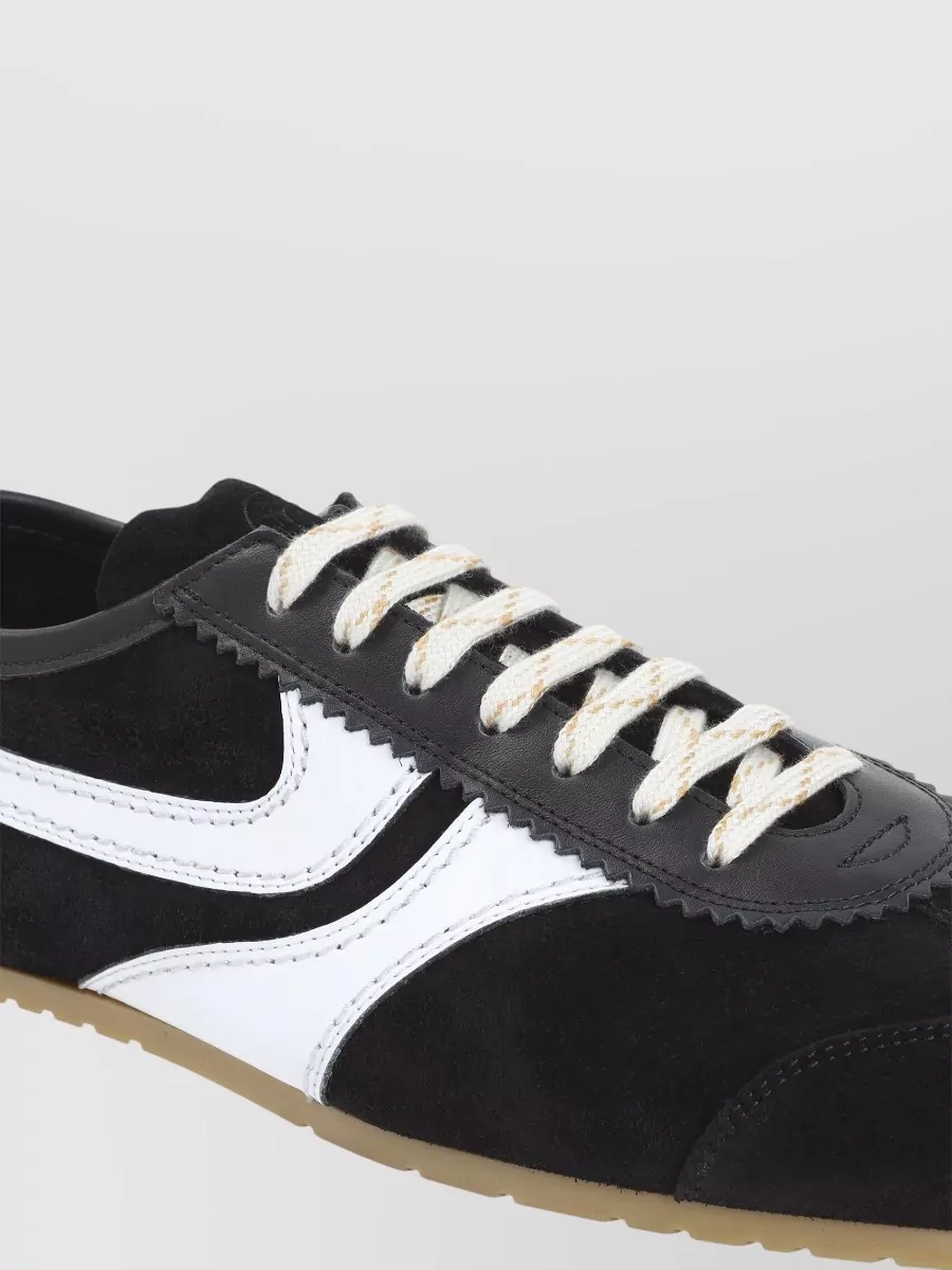 Dries Van Noten Leather Suede Low-Top Sneakers